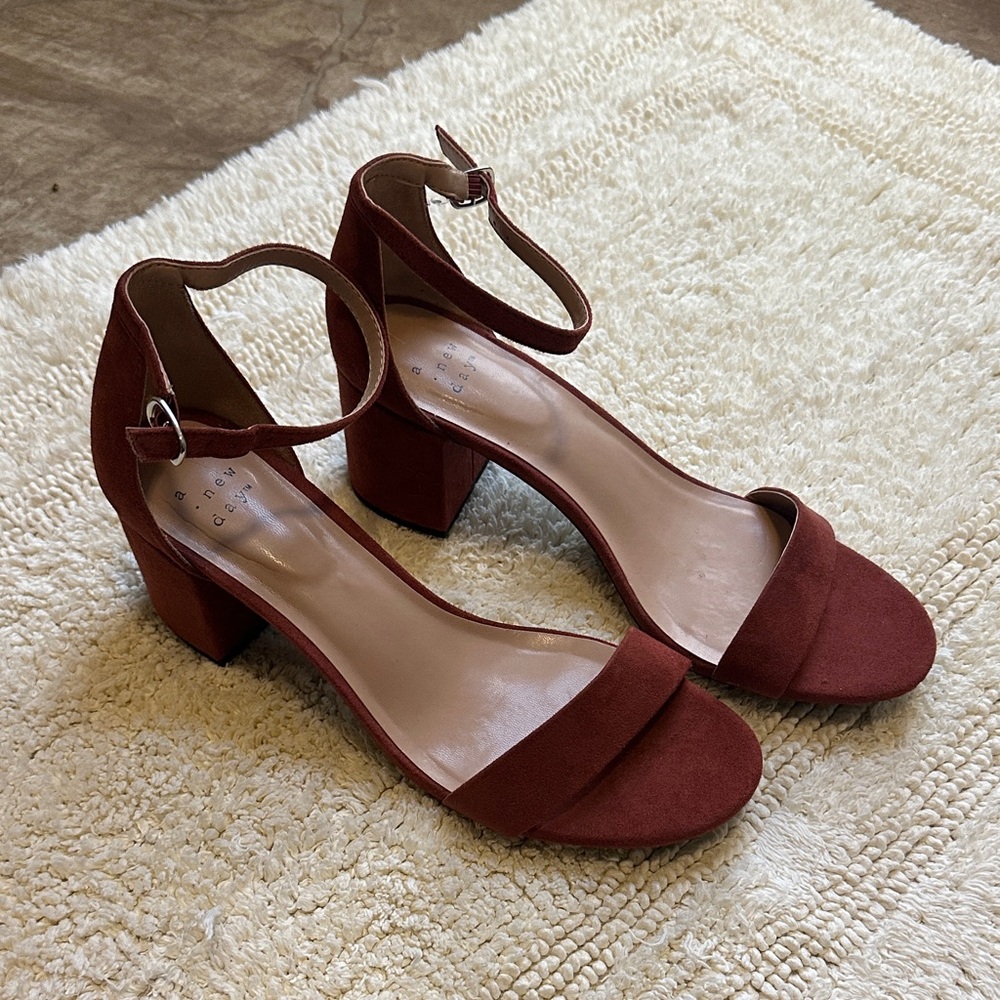 A New Day Rust Red Ankle Strap Heels
